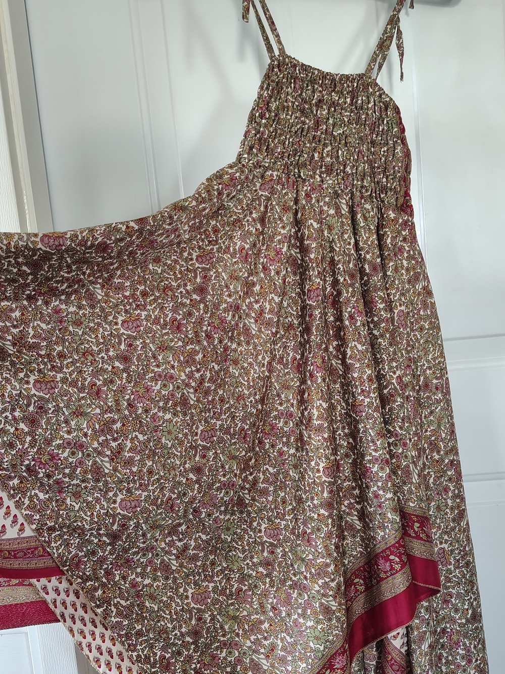 Tree of Life Floral Fairy Dress in Olive, Cream & Crimson